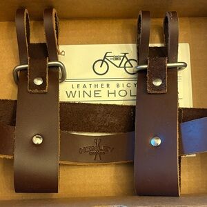 Brown Leather Bicycle Wine Holder